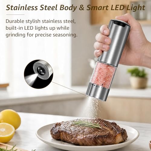 Electric Salt and Pepper Grinder Set Type (Silver)