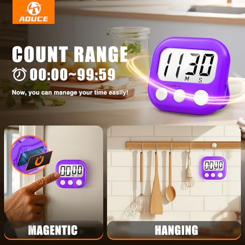 Digital Kitchen Timers for Cooking (Purple)