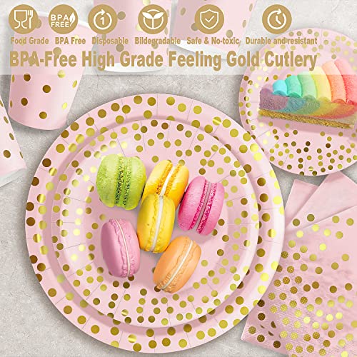 Pink Gold Paper Plates (25 Count)