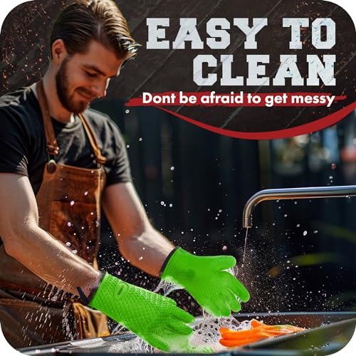 Silicone Smoker Oven Gloves (Green / One Size)