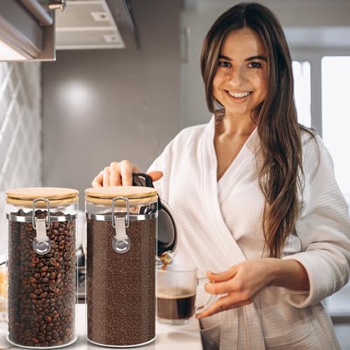 Glass Coffee Canister Coffee Containers for Ground Coffee Coffee Bean Storage Airtight Seal with Locking Clamp