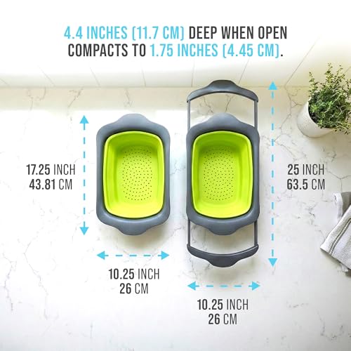 Green XL Collapsible Silicone Over Sink Colander
