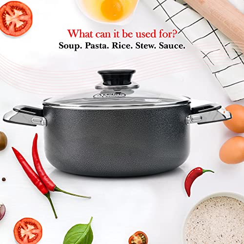2 Quart Non stick Stock Pot with Tempered Glass Lid and Carrying Handles (2-Quart Stock Pot / Standard Packaging)