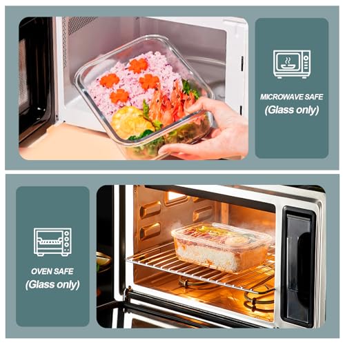 30 oz 5 Pack Glass Meal Prep Containers with Lids (Gray / 1-Compartment 30 oz)