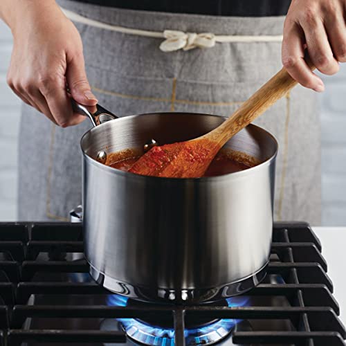3 Ply Base Brushed Stainless Steel Sauce Pan (Brushed Stainless Steel / 3 Quarts)