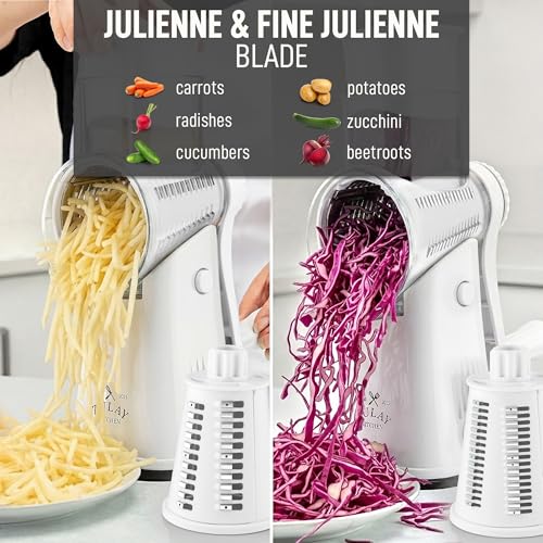Rotary Cheese Grater Manual Hand Crank 5 Blade Shredder