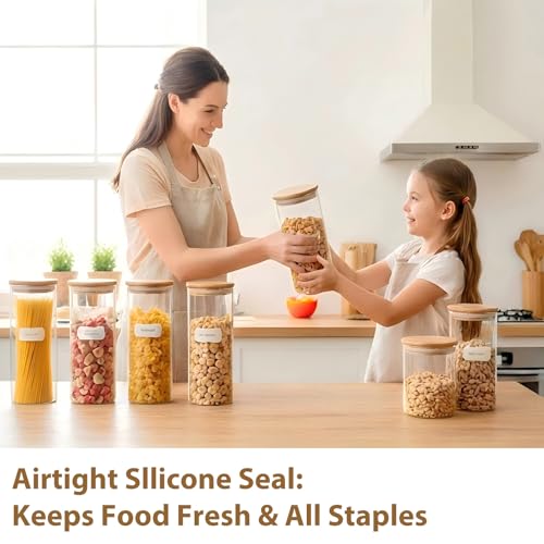 73oz Glass Spaghetti Pasta Containers for Pantry Organization (3pcs-Round / 73oz)