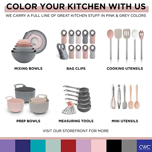 Prep Bowls with Lids (Grey/Pink / 8 Piece Set - Wide Bowls)