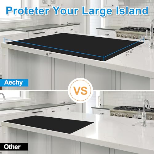 Silicone Mats for Kitchen Counter 47"x23.6"x0.08” (Black / 47"L x 23.6"W)
