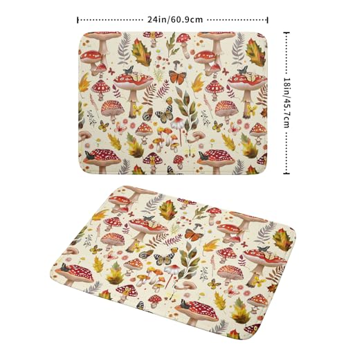 Magic Mushroom Dish Drying Mats Botanical Decorative Absorbent Drying Pad Microfiber Kitchen Sink Rack Mats 18 X 24 Inch (Wild Plant - Multi / 24" x 18")