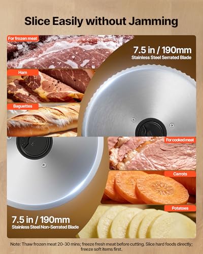 Meat Slicer 7.5" Electric Deli Slicer with 2 SUS420 Blades (7.5 inch / Silver)