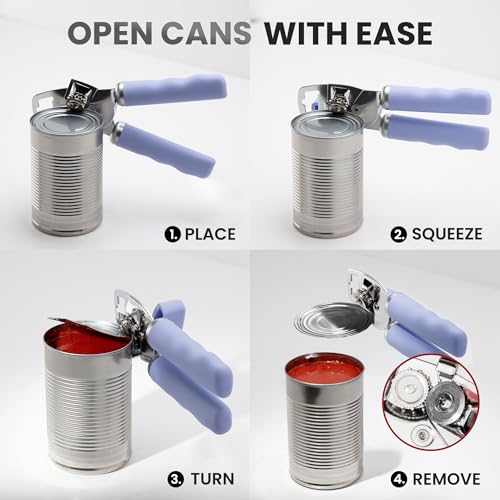 Manual Can Opener Heavy Duty Patented Stainless Steel (Periwinkle / Comfy Grip)