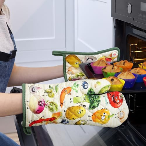 Vegetable Oven Mitts and Pot Holders Set (Vegetables / Oven Mitt x2 & Pot Holder x2)