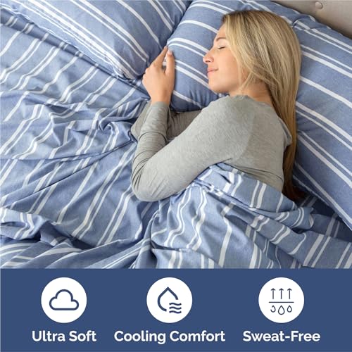 Split King Size 5 Piece Sheet Set (42 - Blue Stripes 3 / Split King Size)