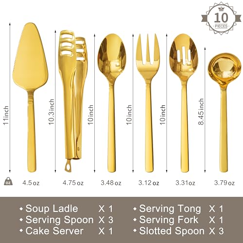 18 10 Large Hostess Gold Serving Utensils (10 / Gold)