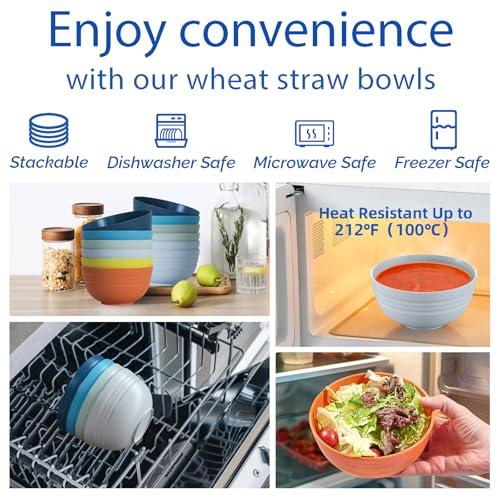 24 OZ Wheat Straw Cereal Bowls Set of 8 (Multicolor / 24 oz)
