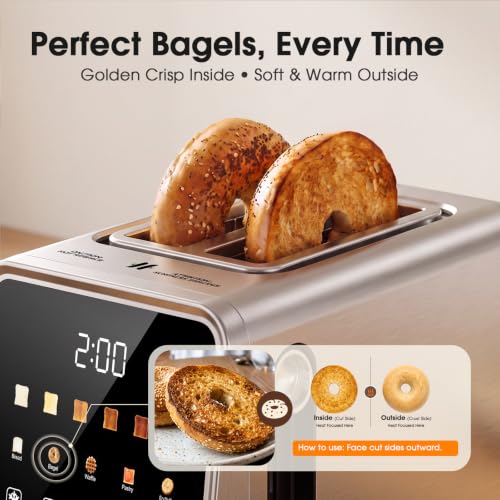 2 Slice Toaster Smart Touchscreen Wide Slot with Bagel Mode (Silver-Black / 2 Slots 2 Slice)