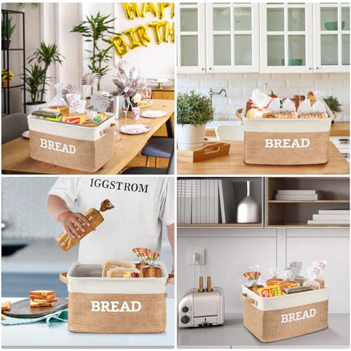 Bread Storage Basket for Kitchen (White & Beige)