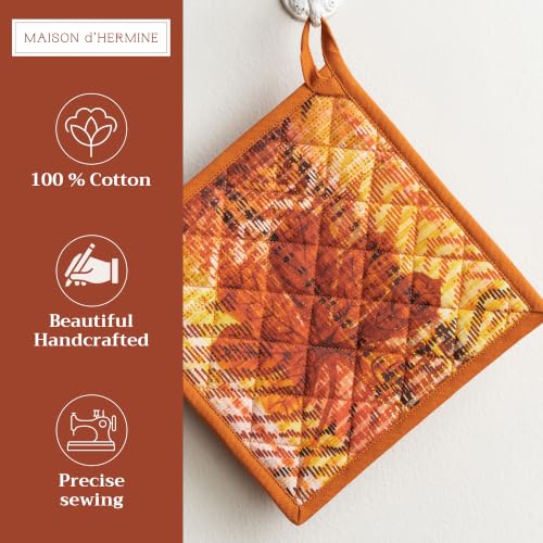 Pot Holders 100% Cotton Potholders (061 - Thanksgiving Tartan / 8" x 8" (Pot Holder Pack of 1))