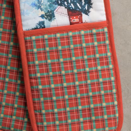 Double Oven Mitts 100% Cotton Double Oven Glove (125 - Megeve / 7" x 35" (Double Oven Mitt))