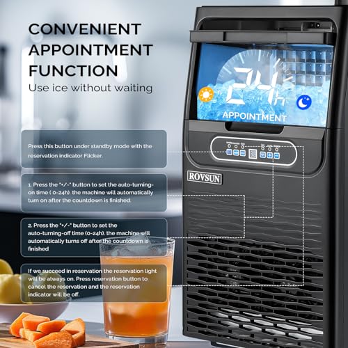 90LBS 24H Countertop Ice Maker with 2 Water Inlets & Appointment Function (Black / 90LB)
