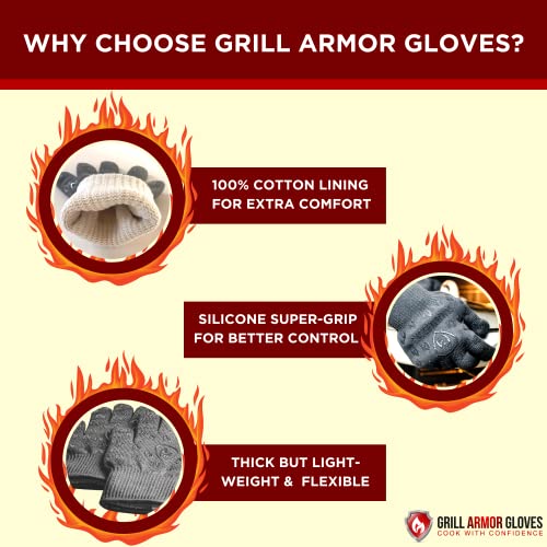 Grill Armor Oven Gloves with Fingers (One Size Fits Most Standard Cuff / Yellow)