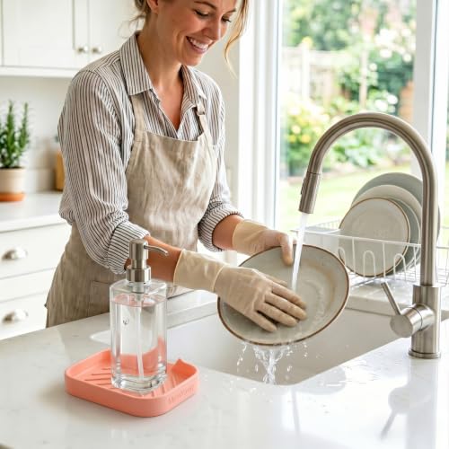 Silicone Soap Dish with Drain Spout (Pink / S(4.9"×3.2"))