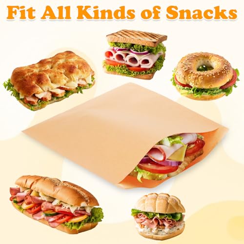 600 Pack Paper Sandwich Bags 10x10 inch Wax Paper Bags for Bakery (Kraft-600PCS / 10x10 inch)