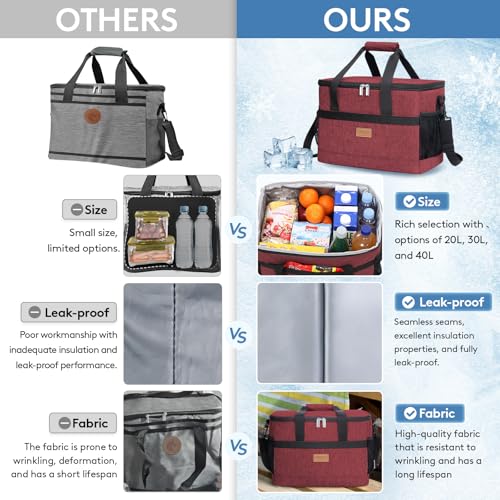Cooler Bag 30 Cans Collapsible and Insulated Large Lunch Bag Leakproof Soft Cooler Portable for Camping