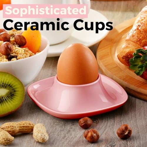 Soft Boiled Egg Cups (4 Pack / Square Style, Pink)