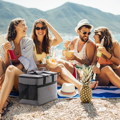 Cooler Bag 50 Cans Collapsible and Insulated Large Lunch Bag Leakproof Soft Cooler Portable for Camping (50-Can(30L) / Green)