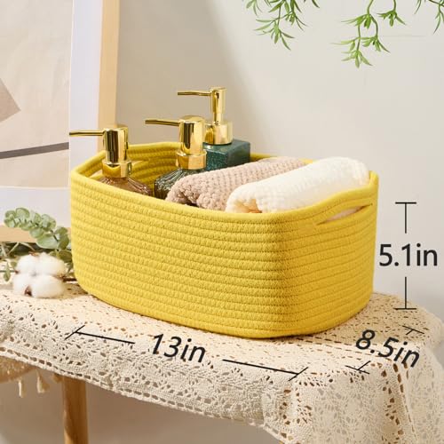 Small Storage Baskets for Organizing (4pcs-L13xW8.5xH5.1" / Yellow)