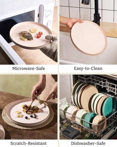 Stoneware Dishes Dinnerware Sets for 6 (Light Pink / Service for 6)