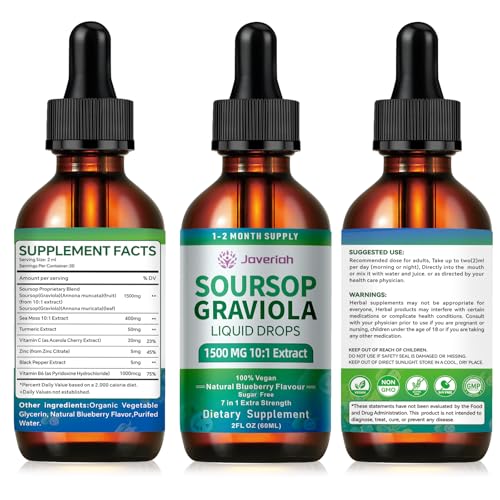 Soursop Bitters Liquid Drops Supplement with Irish Sea Moss & Turmeric for Cellular Support (1 Pack)