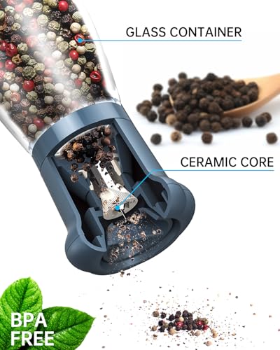 Manual Salt and Pepper Grinder Set For Professional Chef (Short Set - Blue)