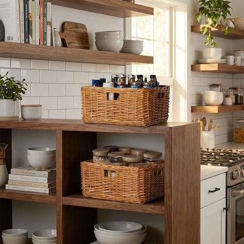 Pantry Baskets (Willow(Light Brown) / 15"L x 11"W x 6¾"H)