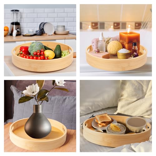 10in Bamboo Lazy Susan Organizer Turntable for Cabinet