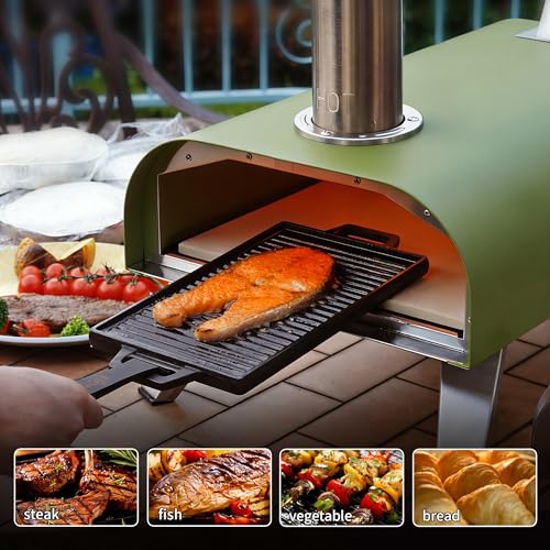 12" Multi Fuel Outdoor Pizza Oven Reach up to 1110℉ (Green)
