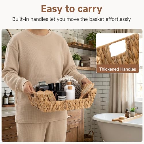 Pantry Baskets for Organizing (Natural(Water Hyacinth) / 16 ½"L x 12 ½"W x 5"H)