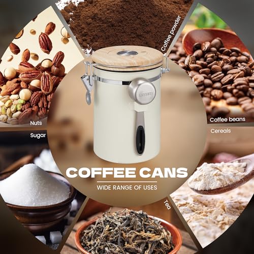 22OZ Coffee Canister Airtight Stainless Steel (Cream / 22 oz)