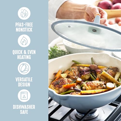 Nonstick 12” 5QT (12" Deep Skillet with Lid / Blue Haze)
