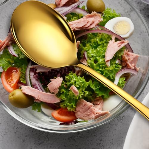 Stainless Steel Serving Spoons Set (8 Pieces (Large Only) / Gold)
