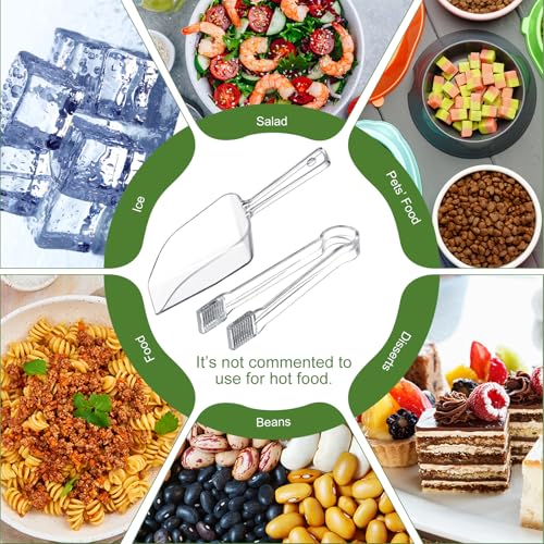 18 Combo Pack 9 Clear Plastic Serving Tongs and 9 Mini Kitchen Candy Scoops