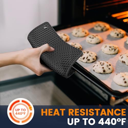Silicone Trivet Mats 4 Heat Resistant Pot Holders Multipurpose Non (Dark Black)