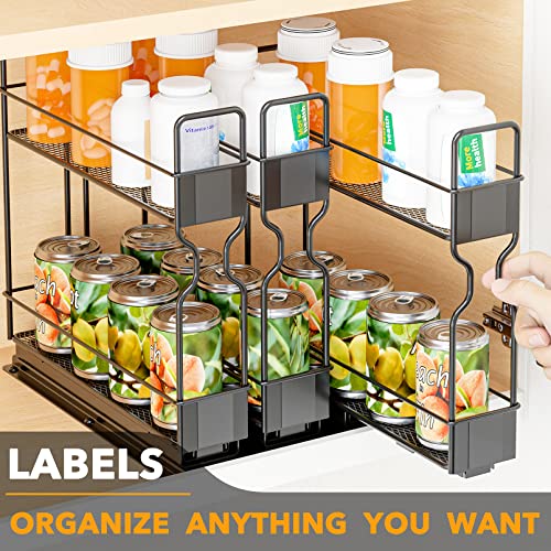 Pull Out Spice Rack Organizer (Three 2"W Drawers, 2 Tier)