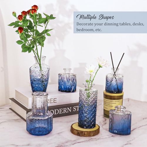 Set of 36 Glass Bud Vases Small Flower Vases for Centerpieces (Blue)