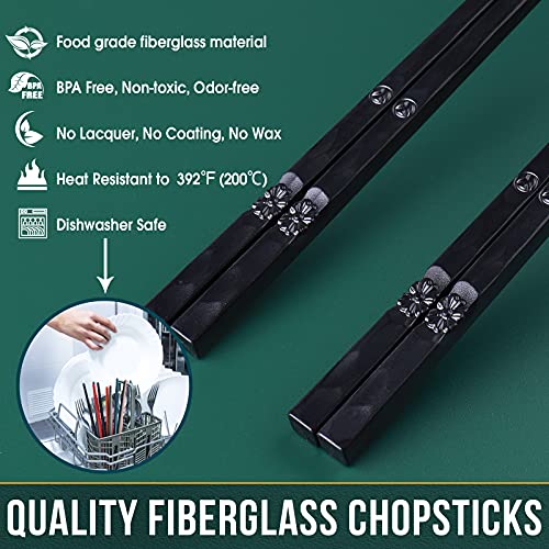 5 Pairs Japanese Fiberglass Chopsticks (Black Cherry)