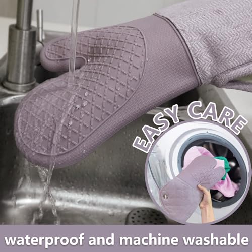 Professional Microwave Silicone Oven Mitts one Pair (Oven mitts / Purple)
