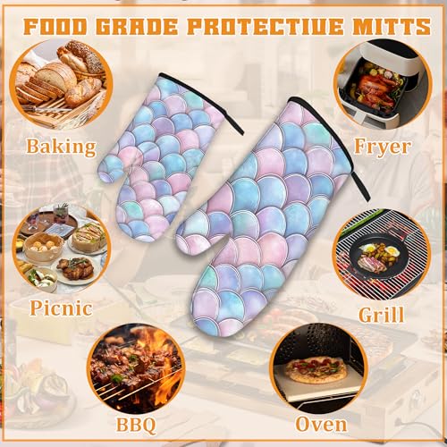 Pink Fish Scales Oven Mitts and Pot Holders Set (4 Count)