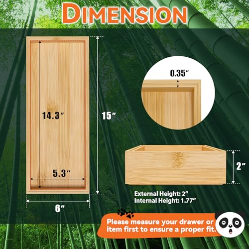 Bamboo Kitchen Drawer Organizer (15 x 6 x 2 Inch / Yellow)